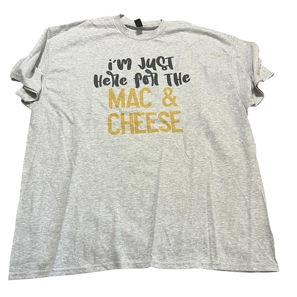 New Never Worn Mac and Cheese Novelty Light Gray T-Shirt Size XXL Thanksgiving